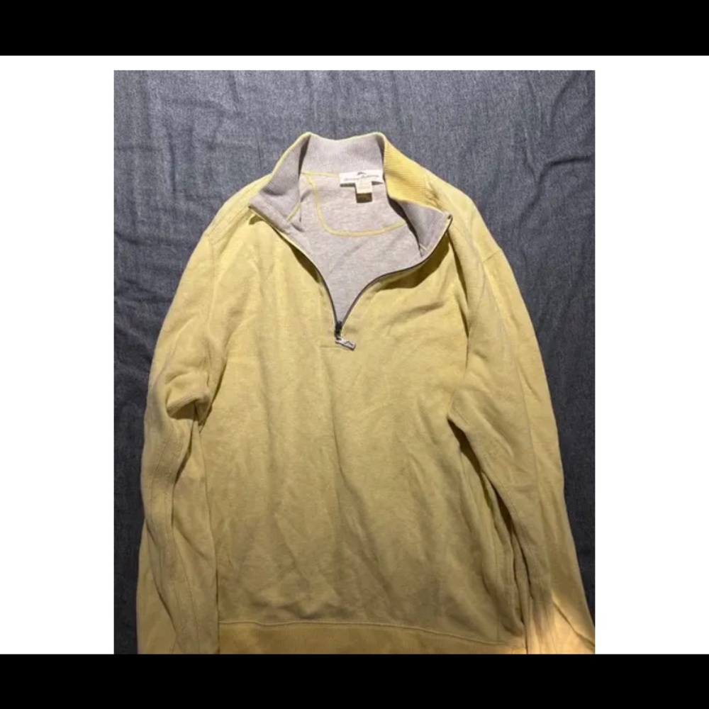 Tommy Bahama 1/4 Zip Yellow and Gray Men Sweater